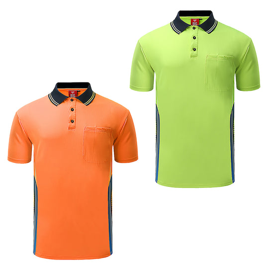 Big Bee Mens Hi Vis Polo Shirts, Tech-Vent