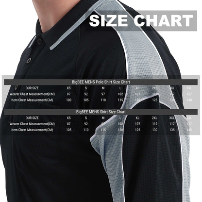 Men’s Panel Long Sleeve polo shirt size chart – Big Bee Workwear