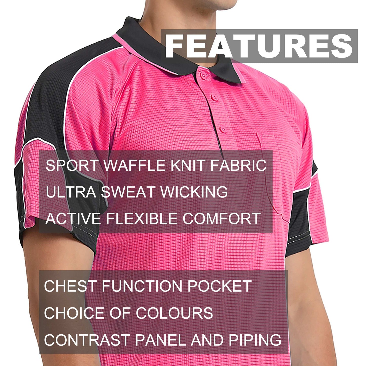 Men’s Short Sleeve Panel polo shirt key features – Big Bee Workwear