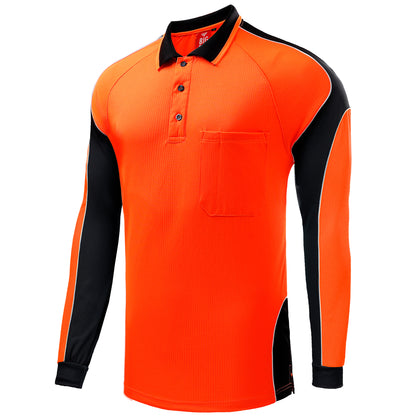 Big Bee PANEL Hi Vis Polo Shirts, Long Sleeve