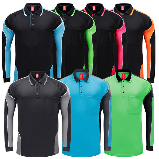 Big Bee PANEL Mens Polo Shirts, Long Sleeve