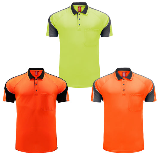 Big Bee PANEL Hi Vis Polo Shirts, Short Sleeve