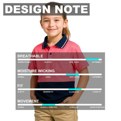 Kids’ Hi-Vis Short Sleeve polo shirt design notes – Big Bee Workwear