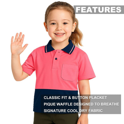 Kids’ Hi-Vis Short Sleeve polo shirt key features – Big Bee Workwear