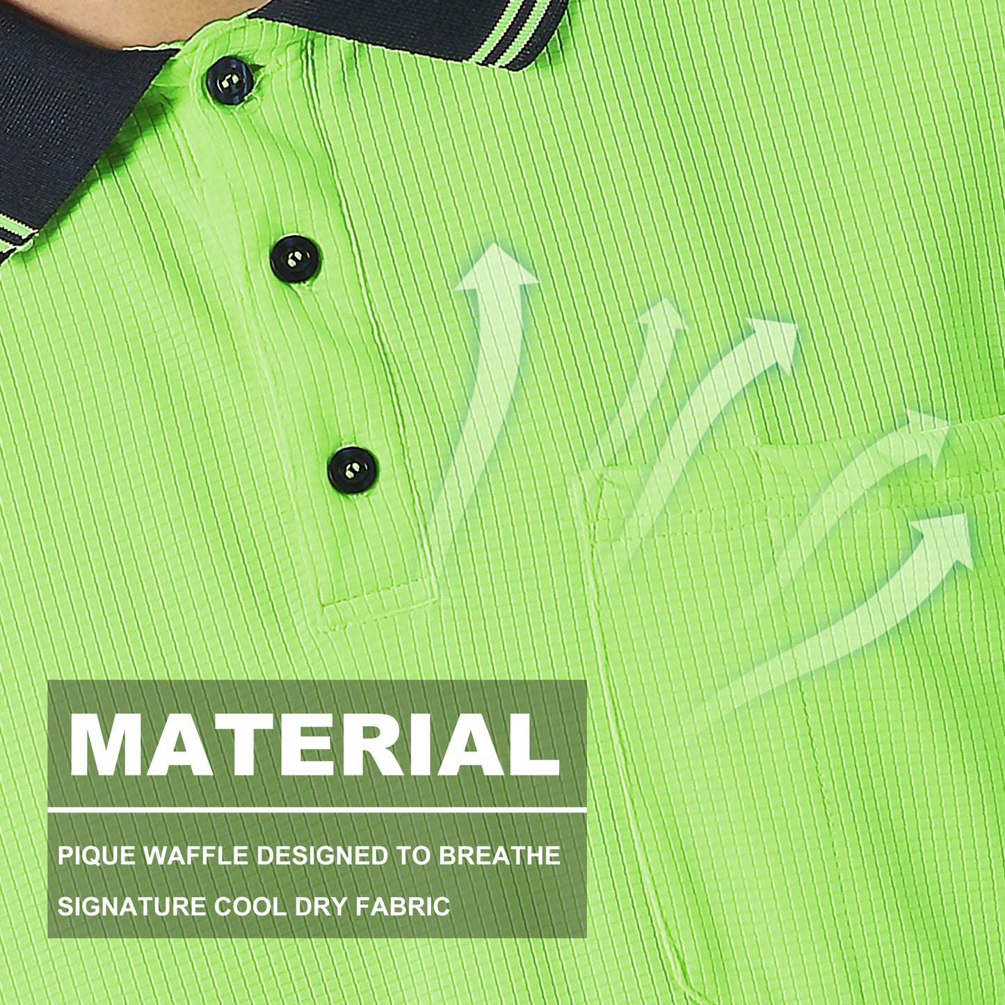 Hi Vis Long Sleeve Polo Shirt – Bio-Motion Breathable Reflective Tape, UPF 50+ Day Use | Big Bee Workwear