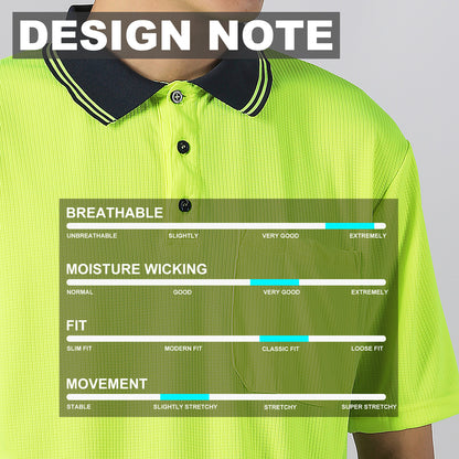 Big Bee Mens Hi Vis Polo Shirts, Short Sleeve - Big Bee