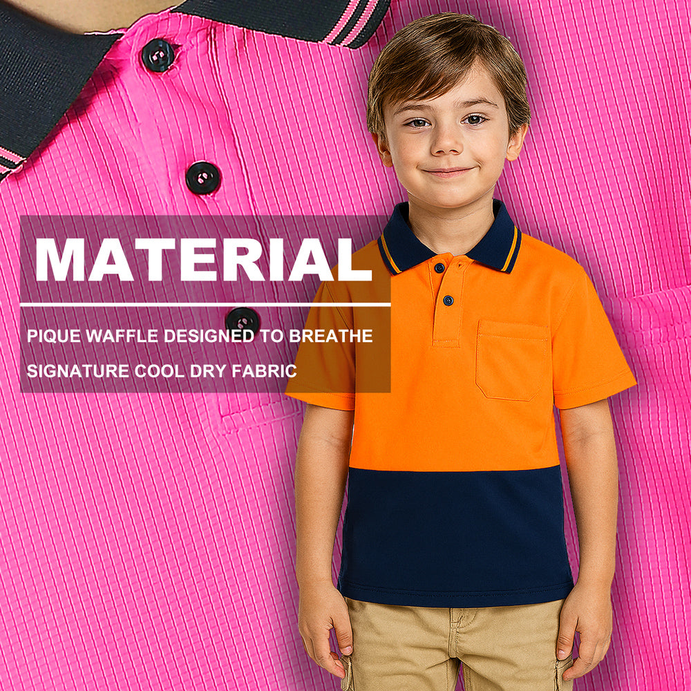 Big Bee Kids Hi Vis Polo Shirts, Pink Orange Yellow