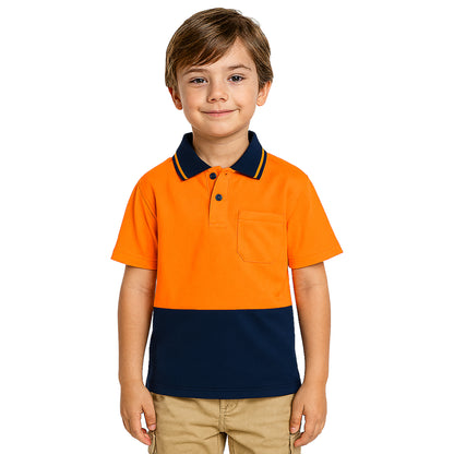 Big Bee Kids Hi Vis Polo Shirts, Pink Orange Yellow
