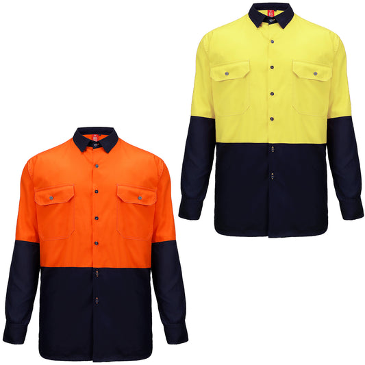 Big Bee Men's Hi Vis Shirts, Long Sleeve Safety Work Top