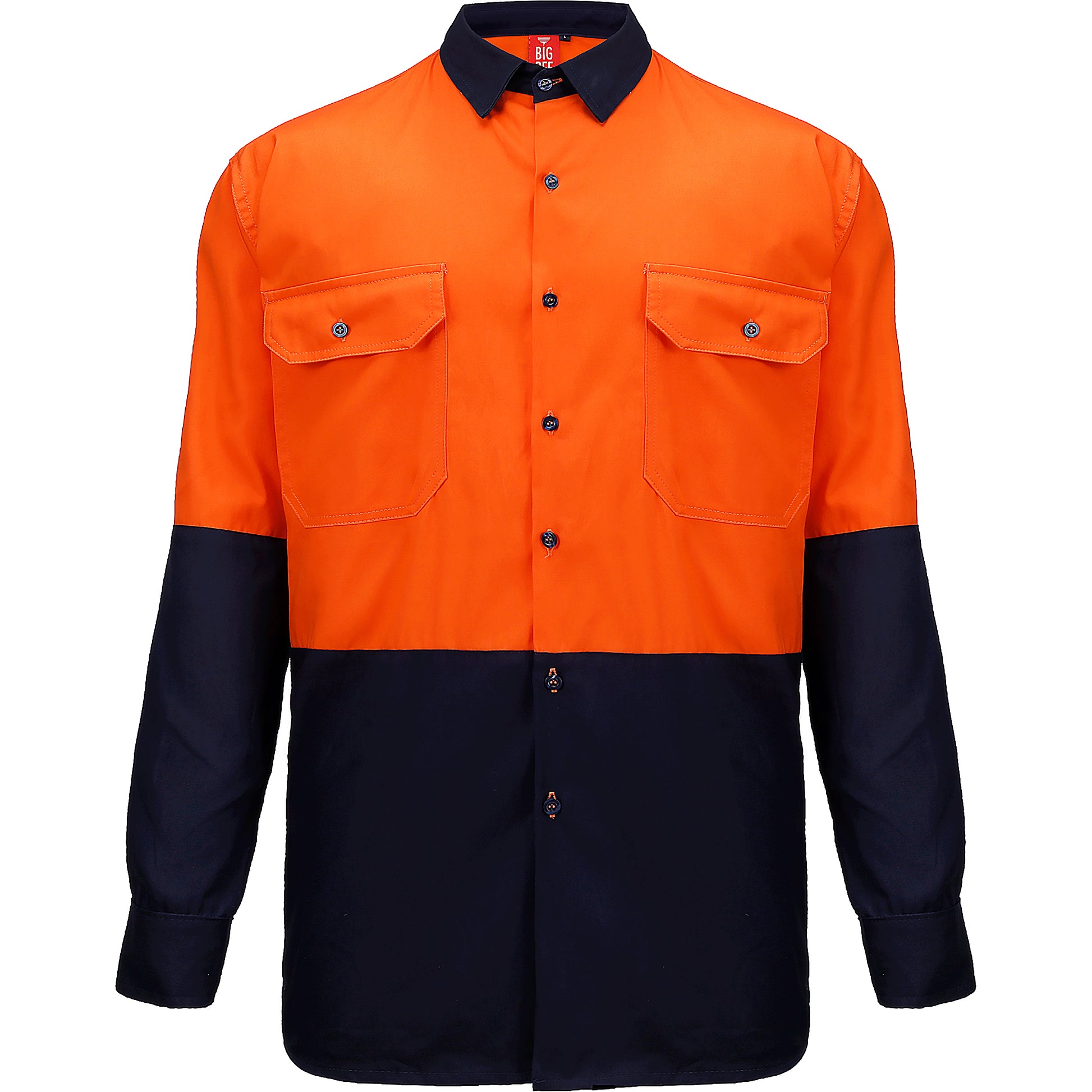 Big Bee Men's Hi Vis Shirts, Long Sleeve Safety Work Top - Big Bee