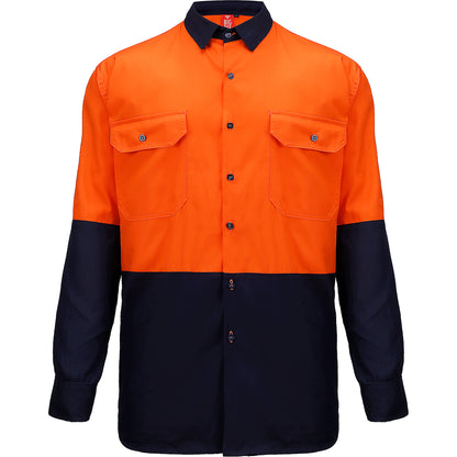 Big Bee Men's Hi Vis Shirts, Long Sleeve Safety Work Top - Big Bee