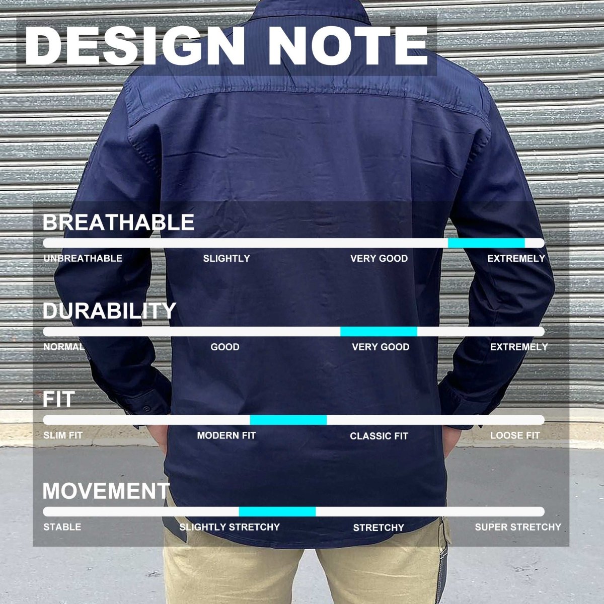 Men’s Stretch Cotton Work shirt, Long Sleeve, design notes – Big Bee Workwear