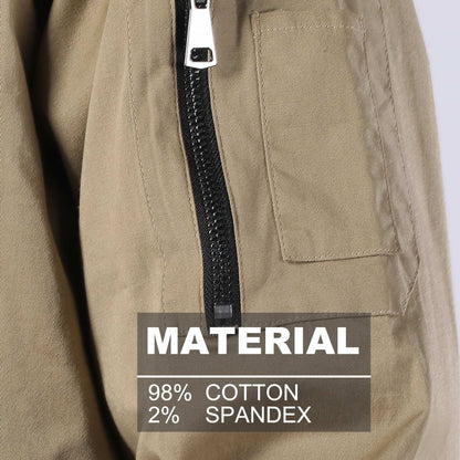 Men’s Stretch Cotton Work shirt, Long Sleeve, fabric close-up with info – Big Bee Workwear