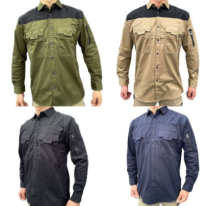 Men’s Stretch Cotton Work shirt, Long Sleeve, multi-colour options overview – Big Bee Workwear