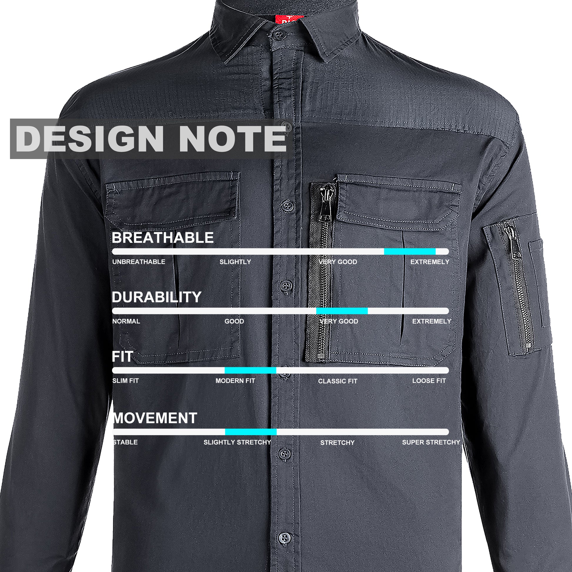 ZIP Stretch Cotton Work shirt, Long Sleeve, design notes – Big Bee Workwear