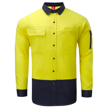 Big Bee PULSE Mens Hi-Vis Work Shirts, Stretch Cotton - Big Bee