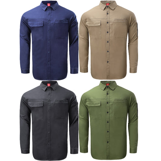 PULSE Stretch Cotton Work shirt, Long Sleeve, multi-colour options overview – Big Bee Workwear