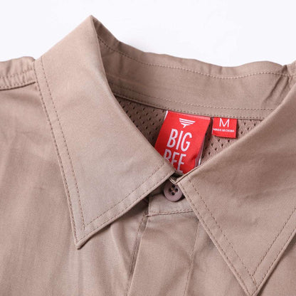 Men’s Lightweight Cotton Work shirt, Long Sleeve, collar detail close-up – Big Bee Workwear