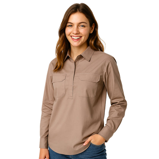 Big Bee Ladies Work Shirts CLOSED FRONT Lightweight Cotton