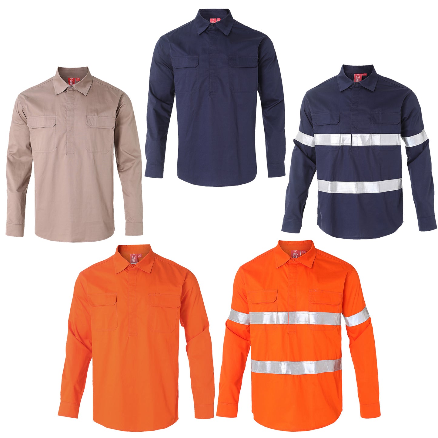 Big Bee CLOSED FRONT Work Shirts, Lightweight Cotton