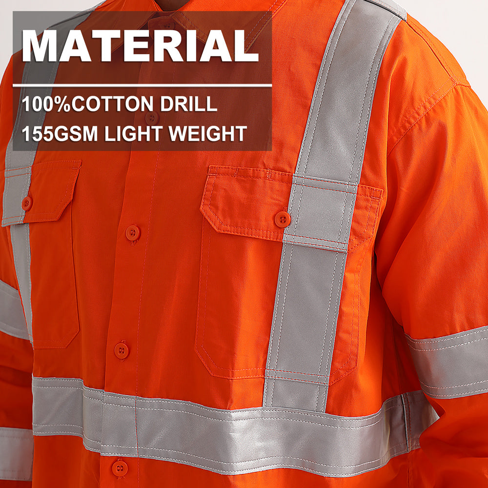 Big Bee Ladies Hi-Vis Work Shirt Cross Back Reflective X Pattern
