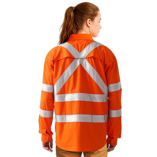 Big Bee Ladies Hi-Vis Work Shirt Cross Back Reflective X Pattern
