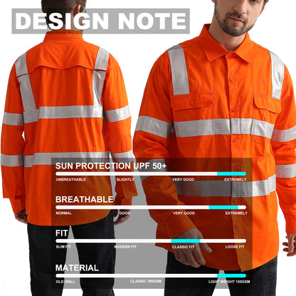 Big Bee Hi-Vis Shirts Orange H Pattern Reflective, VIC Railway