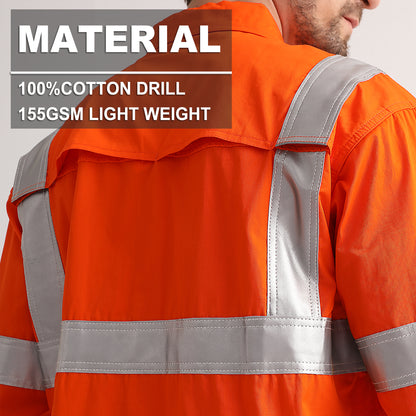 Big Bee Hi-Vis Shirts Orange H Pattern Reflective, VIC Railway