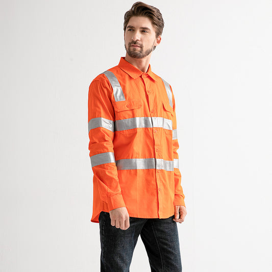Big Bee Hi-Vis Shirts Orange H Pattern Reflective, VIC Railway