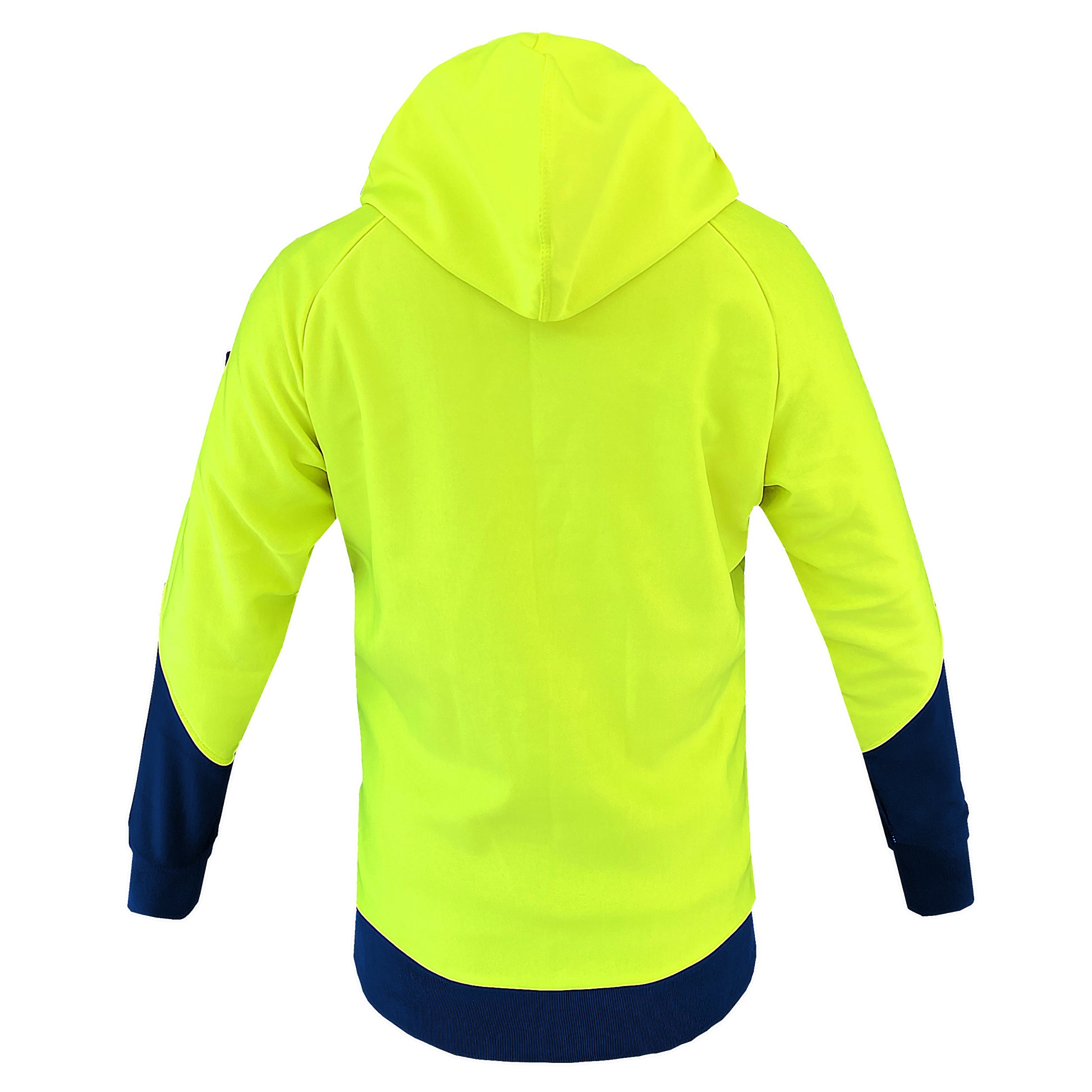 Hi Vis Warm-up Hoodie in yellow navy, Fleece, back – Big Bee Workwear