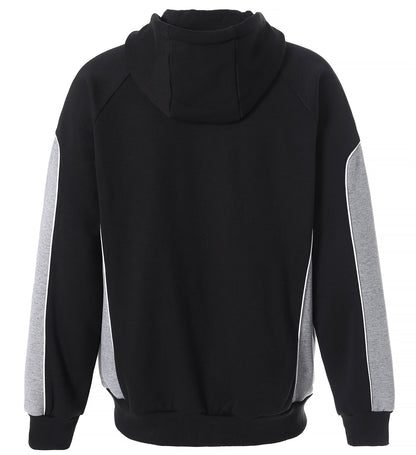 Ladies Panel Full Zip Hoodie Jumper in Black with grey, Contrast Sleeve, back – Big Bee Workwear