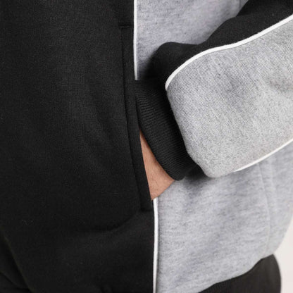 Ladies Panel Full Zip Hoodie Jumper, Contrast Sleeve, pocket detail close-up – Big Bee Workwear