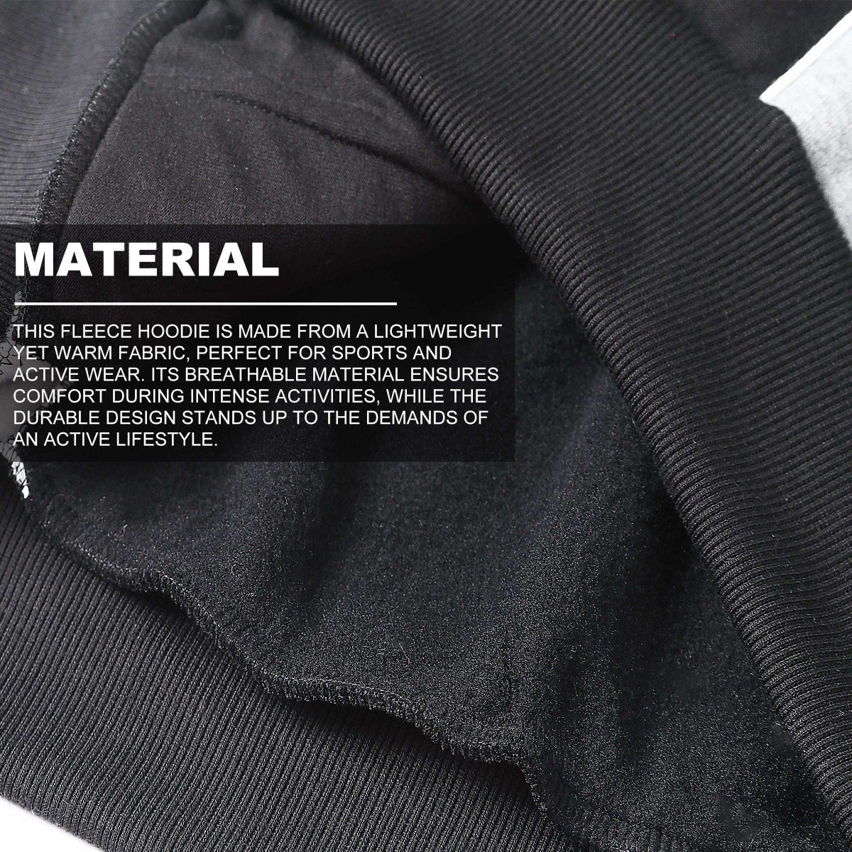 Ladies Panel Full Zip Hoodie Jumper, Contrast Sleeve, fabric close-up with info – Big Bee Workwear