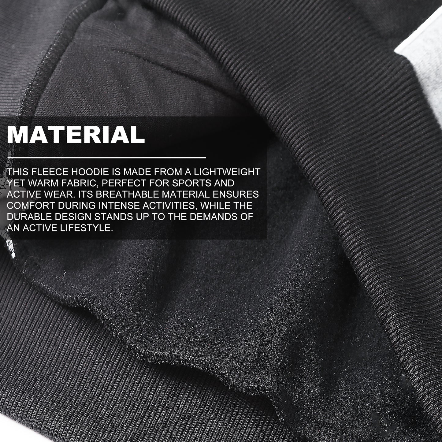 Ladies Panel Full Zip Hoodie Jumper, Contrast Sleeve, fabric close-up with info – Big Bee Workwear