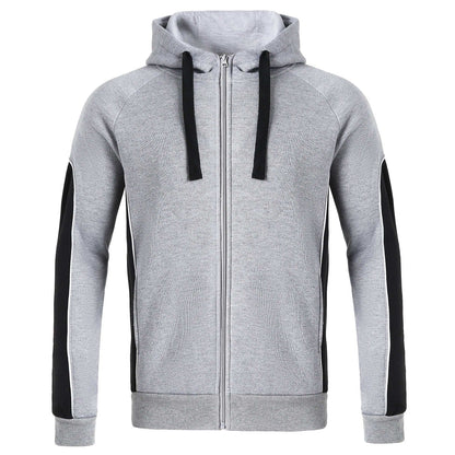 Ladies Panel Full Zip Hoodie Jumper in grey black, Contrast Sleeve, front – Big Bee Workwear
