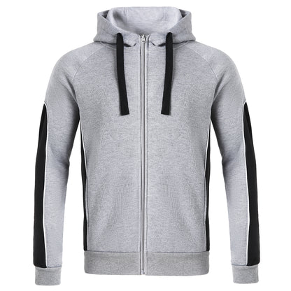 Ladies Panel Full Zip Hoodie Jumper in grey black, Contrast Sleeve, front – Big Bee Workwear