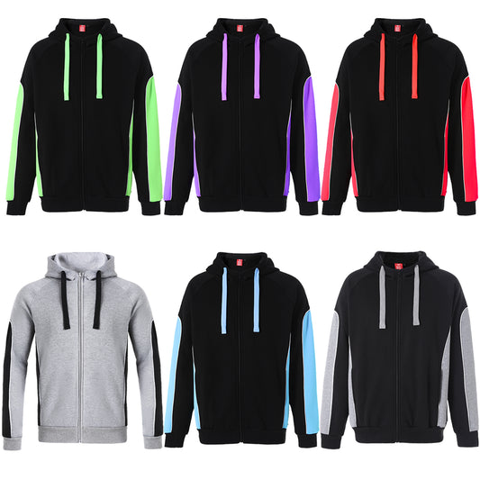 Ladies Panel Full Zip Hoodie Jumper, Contrast Sleeve, multi-colour options overview – Big Bee Workwear