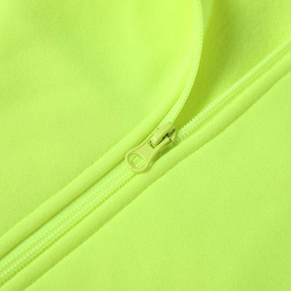 Ladies Panel Hi-Vis Work Hoodie zipper detail close-up – Big Bee Workwear