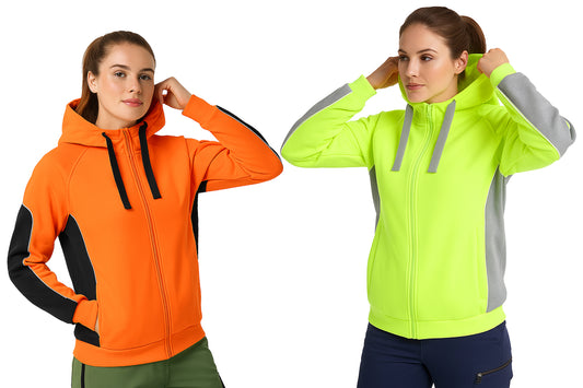 Ladies Panel Hi-Vis Work Hoodie, multi-colour options overview – Big Bee Workwear