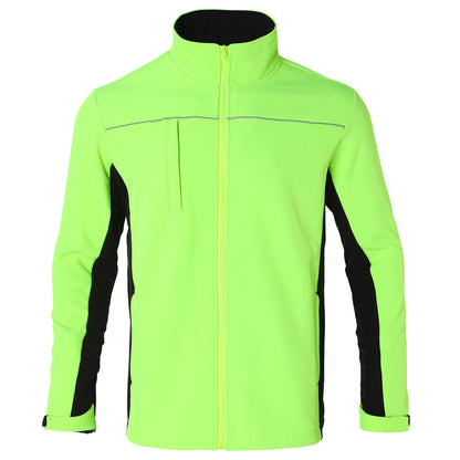 panel-work softshell jacket in yellow black, front – Big Bee Workwear
