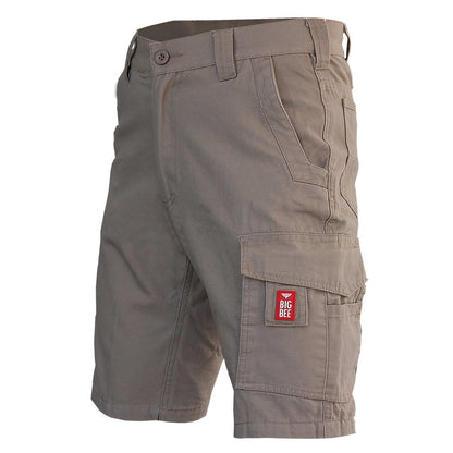 elite work shorts in khaki, front – Big Bee Workwear