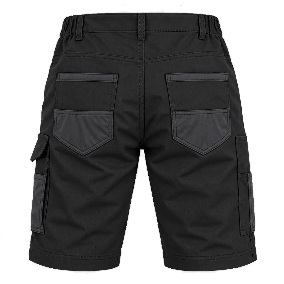 "elite work shorts in Black with grey, back – Big Bee Workwear"