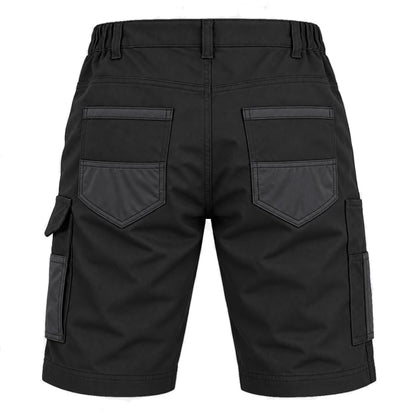 "elite work shorts in Black with grey, back – Big Bee Workwear"