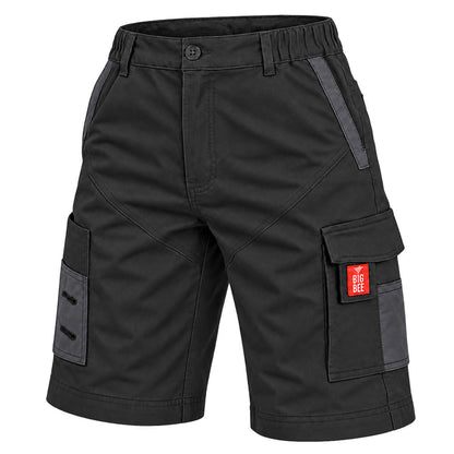 "elite work shorts in Black with grey, side – Big Bee Workwear"
