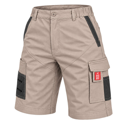 "elite work shorts in khaki grey, side – Big Bee Workwear"