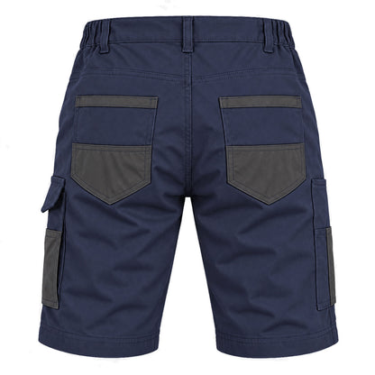 "elite work shorts in Navy with grey, back – Big Bee Workwear"