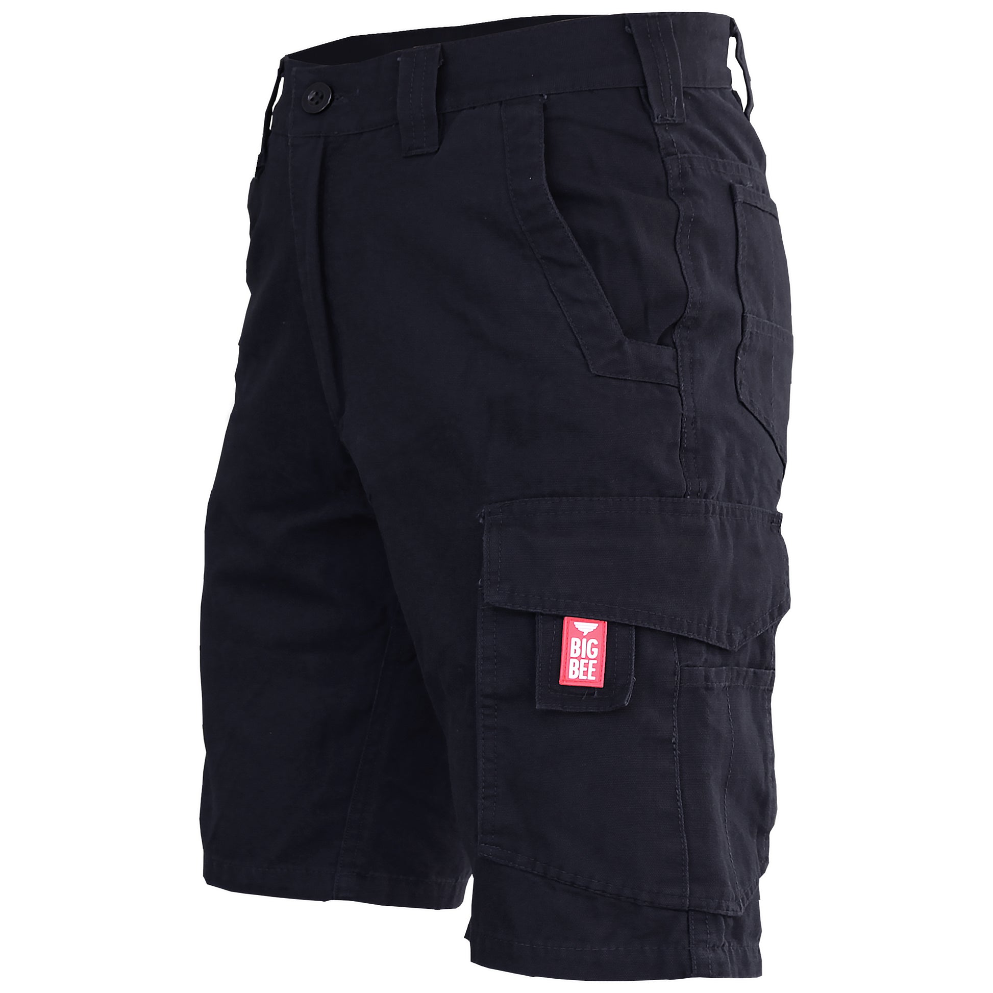 elite work shorts in black, front – Big Bee Workwear