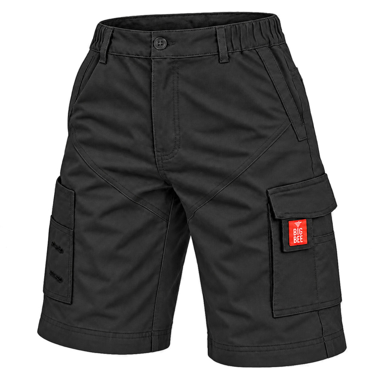 elite work shorts in black, side – Big Bee Workwear