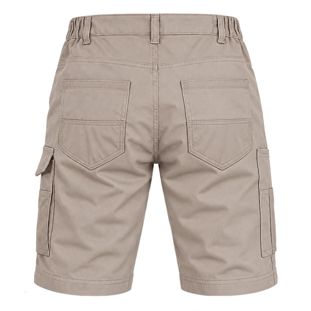 elite work shorts in khaki, back – Big Bee Workwear