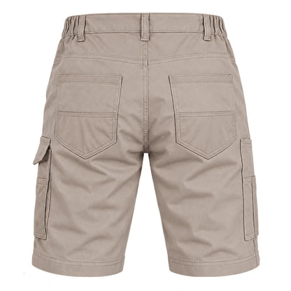 elite work shorts in khaki, back – Big Bee Workwear